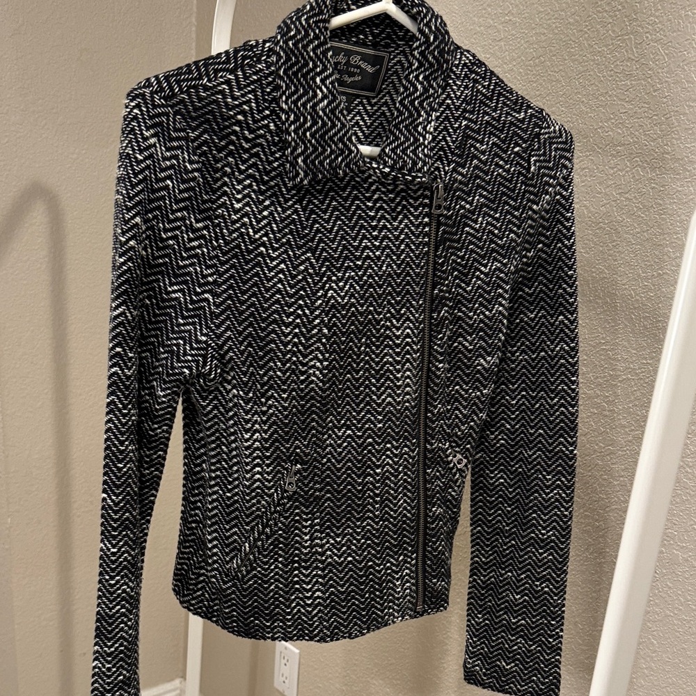 Lucky Brand Black and White Zigzag Blazer